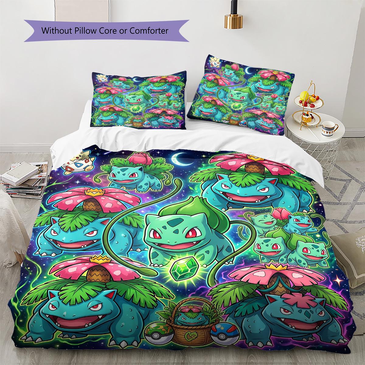 

Bulbasaur Pattern Bedding Quilt Set Quilt Cover Pillowcase Home Decoration Birthday Gift (1 * duvet cover + 2 * pillowcase, without core) 135x200cm