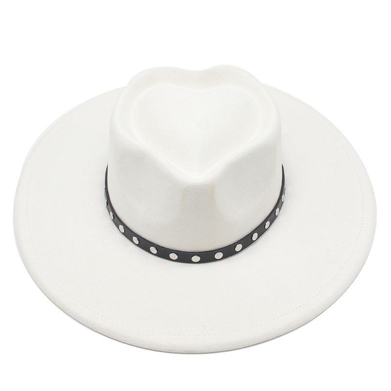New ethnic style big edge jazz top hat men's and women's brims suede peach heart hat