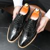 New Gentleman Gold Black Lace Up Brogues Formal Dress Shoes For Men Male Wedding Prom Homecoming Flats Sapato Social Masculino