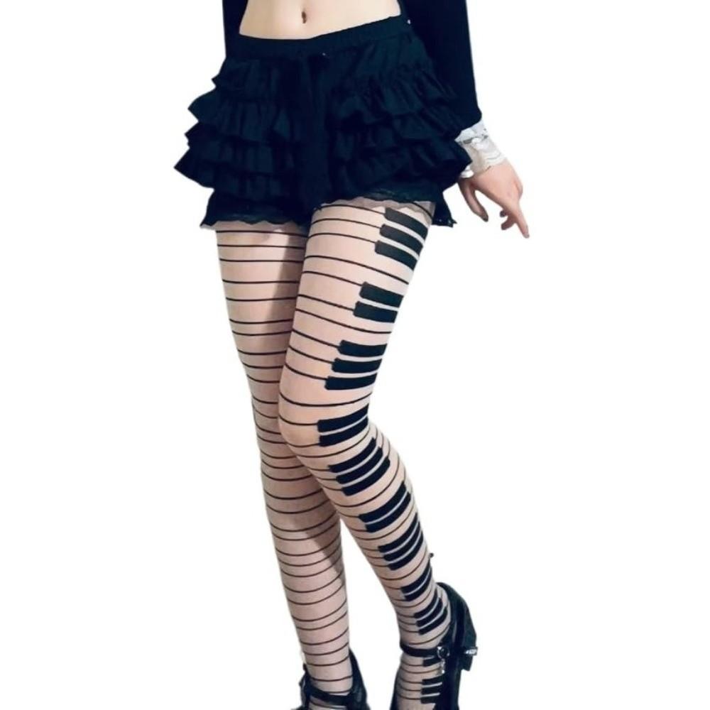 Stretchy Fabric Pantyhose Ultra-Thin Piano Tights Fashion Patterned Stockings  Club Party