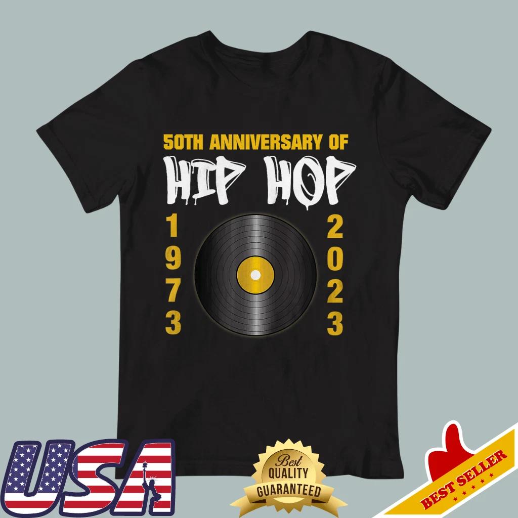 50 Years Hip Hop Vinyl Retro 50th Anniversary Celebration Black T-Shirt