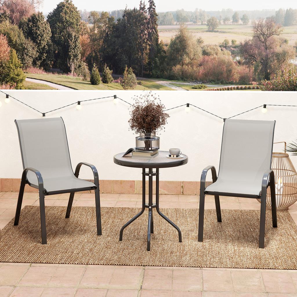 Three-Piece Outdoor Garden Set - Light Grey