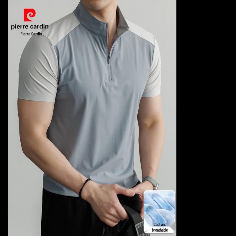 Pierre Cardin Men's Half-Zip Colorblock Short Sleeve T-Shirt