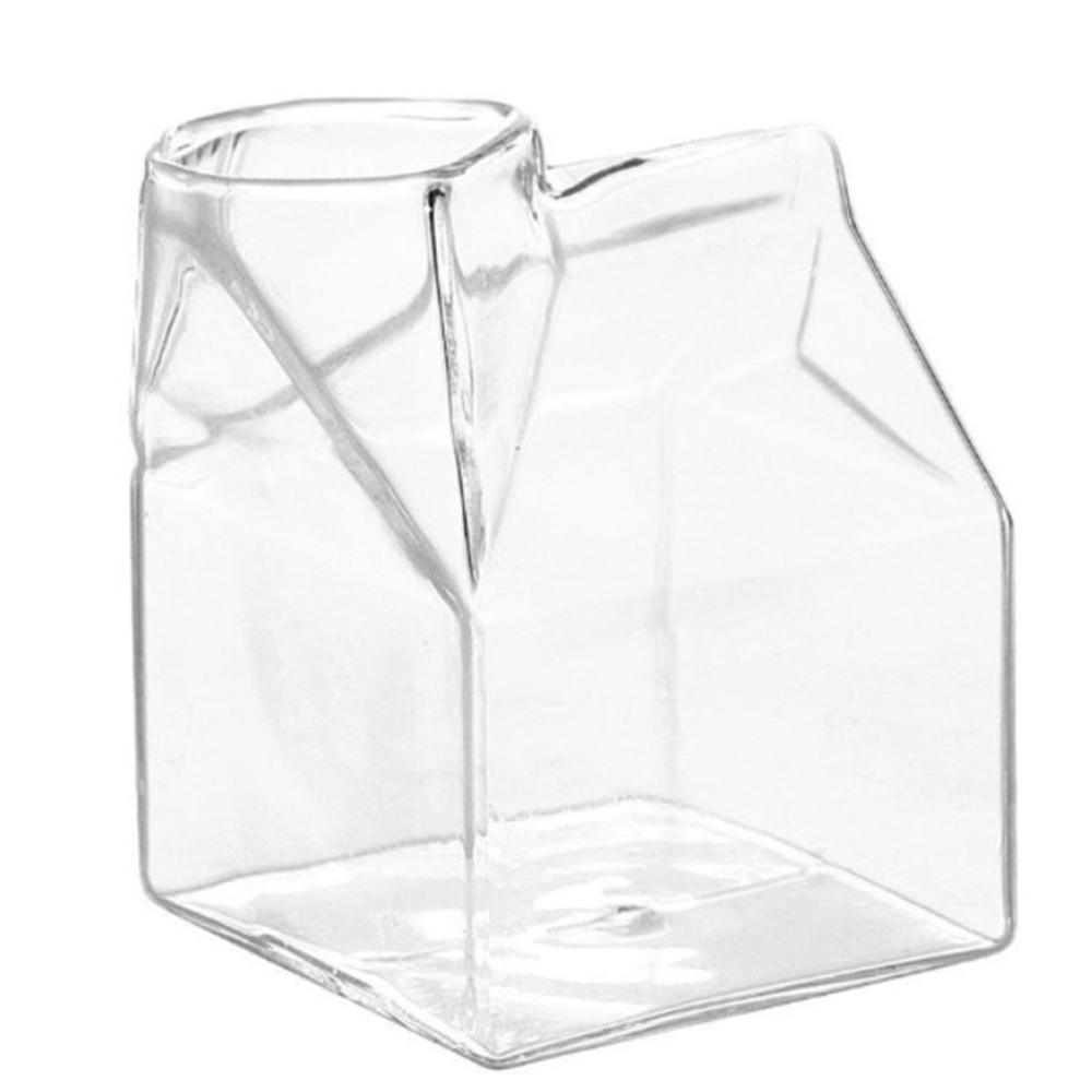 

Чашка для молочного картриджа Творческий кофе Защита окружающей среды Удобные товары для дома Стакан для сока Термостойкость Молочная коробка Стекло 300ml