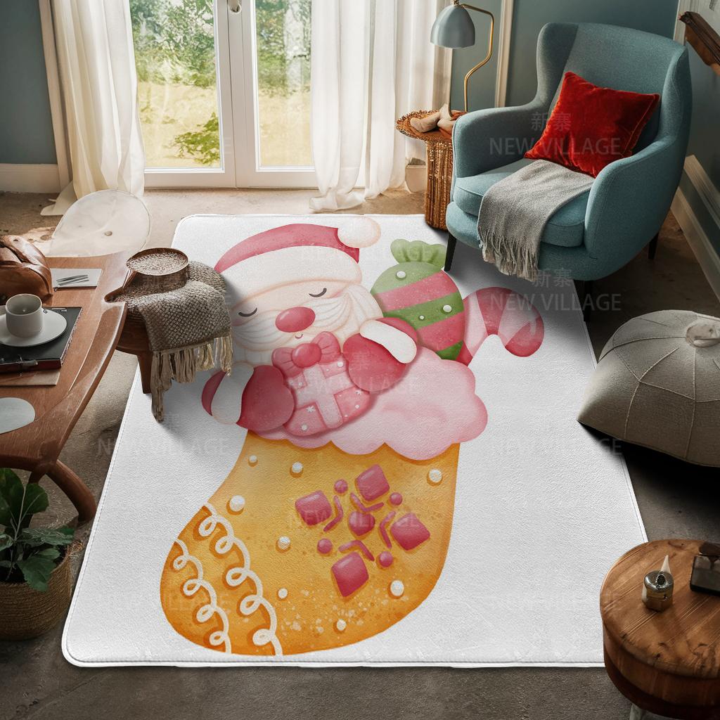 House Entrance Carpet Home Door Mat Living Room Bath Foot Bathroom Non-slip Water Absorption Rugs Bath Merry Christmas Winter