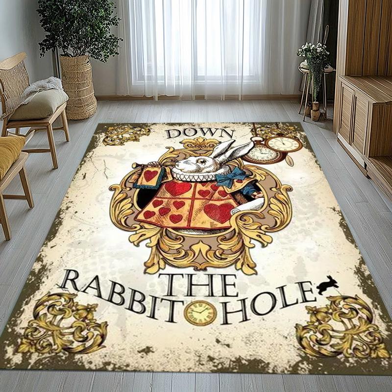 

Alice in Wonderland Cartoon Cheshire Cat Living Room Non-Slip Area Rug Soft Carpet for Bedroom Playroom Sofa,Home Decor Doormat 40x60cm