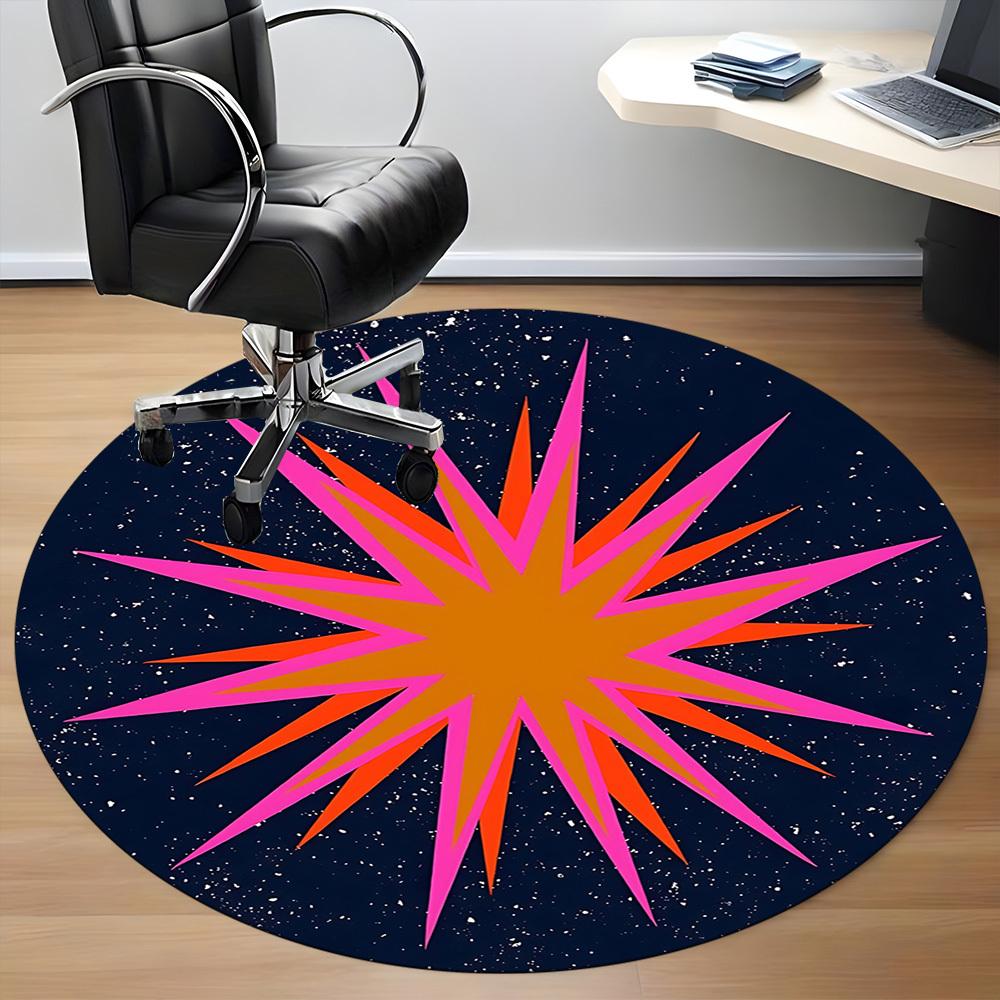 1pc Cosmic Burst Chair Carpet for Office, Round Non Slip Durable Large Size Office Carpet, Suitable for Office
