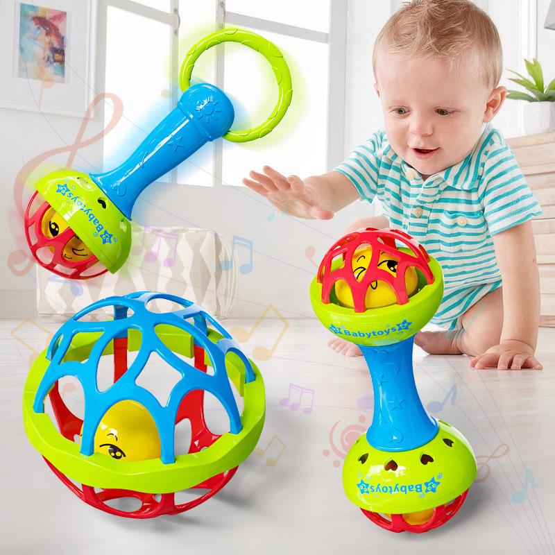 Baby's Hand Grasping Ball Baby's Grasping Training Hand Rattle Newborn's Stroking Toy Infant Teething