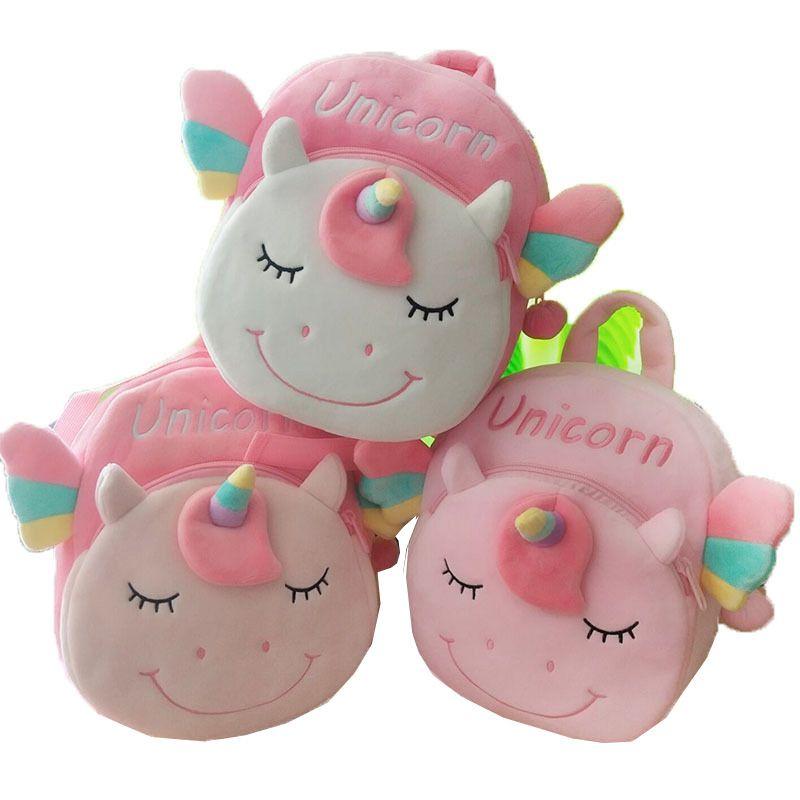 Kawaii Unicorn Plush Backpack For Kids With Soft Mini Coin Purse Pink And White Colors