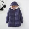 Winter Down Coat Thickened Padded Plush Hood Mid Length Full Zipper Windproof Long