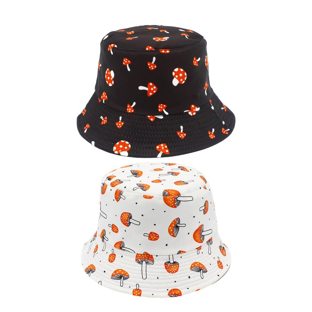 Unisex Reversible Bucket Hat Fisherman Hat for Casual Wear Breathable Sunshade for Teenagers Mushroom Print