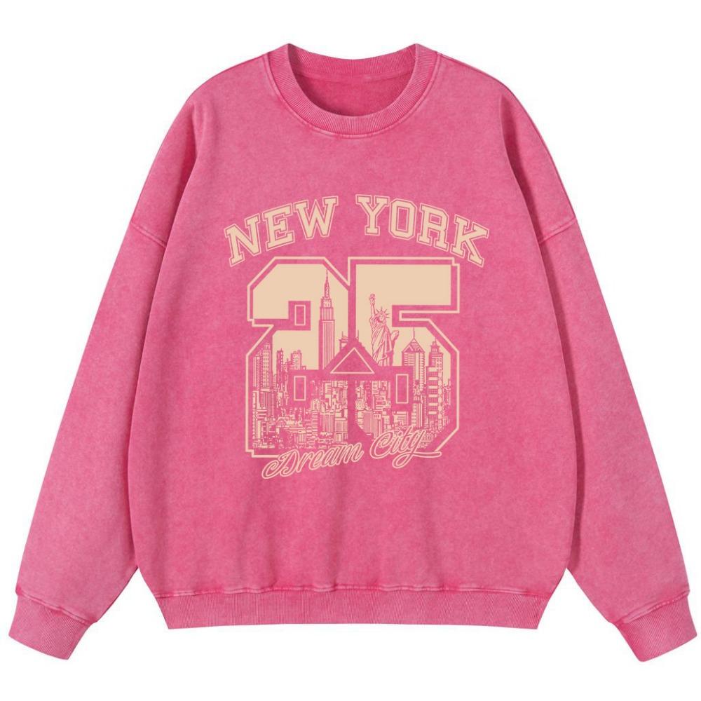 

Женский винтажный свитшот из хлопка с забавным принтом Нью-Йорка, модный свободный пуловер, тонкий худи, одежда 3XL