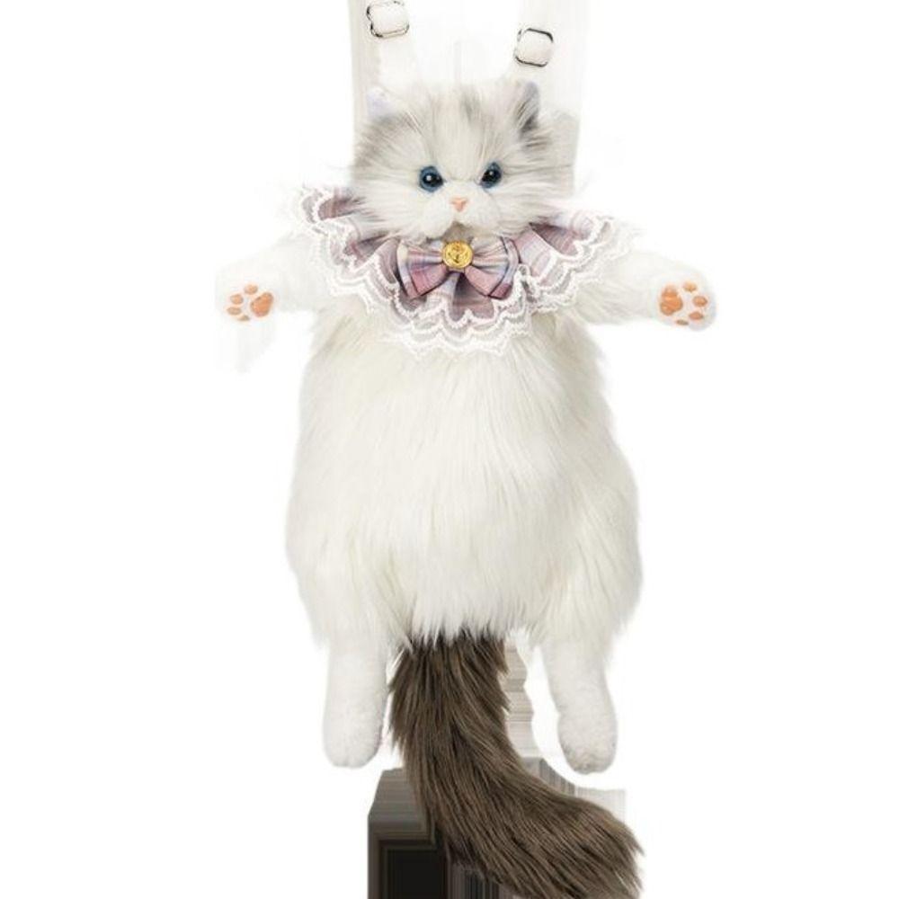 Super Realistic Fluffy Cat Doll Backpack Ragdoll Cat Cute Women's Backpacks Baby Bag