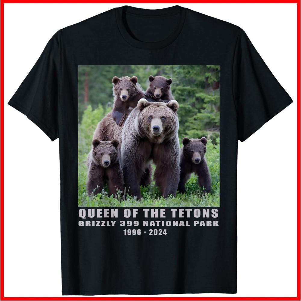 Queen Of The Tetons Grizzly 399 National Park 1996 - 2024 Black Cotton T-Shirt Unisex T-Shirt S