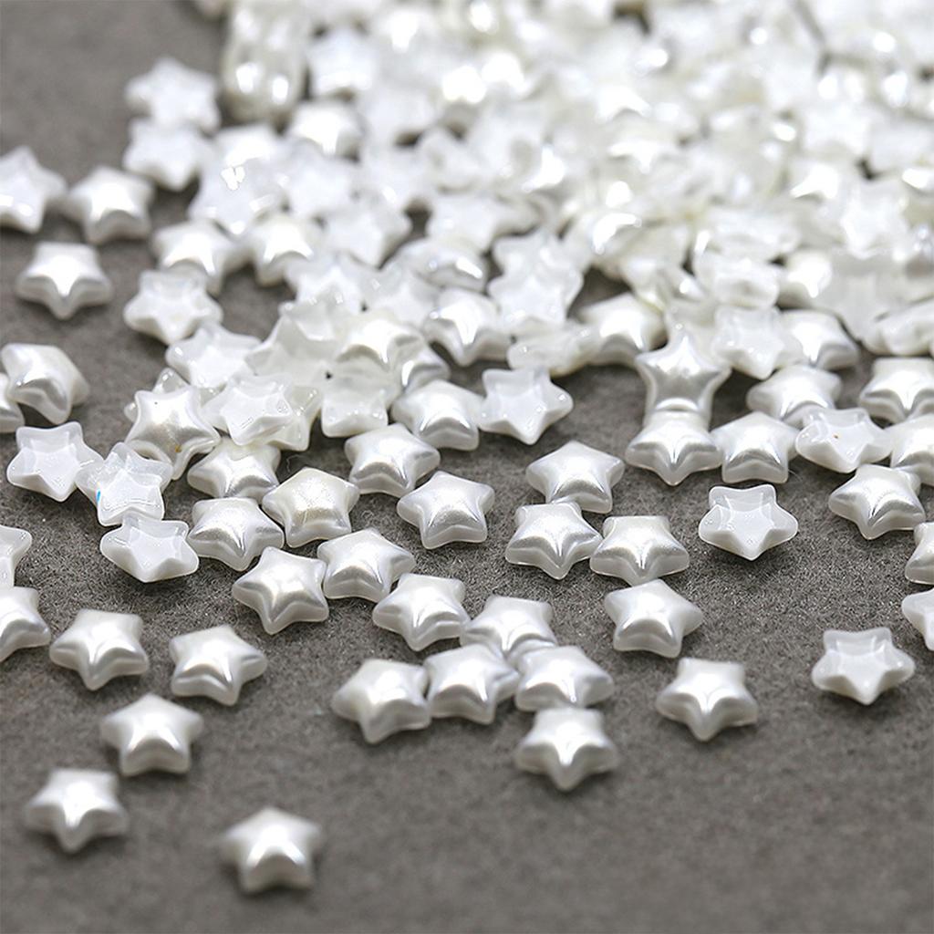 New Flat-Back Pearl Nail Jewelry Australian White Heart & Star Shaped Pearls DIY Nail Art Decorations
