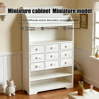 Mini-Aufbewahrschrank, Kleiner Schrank mit mehreren Schubladen und Regalen, Realistische Miniaturmöbel für Puppenhaus-Dekoration