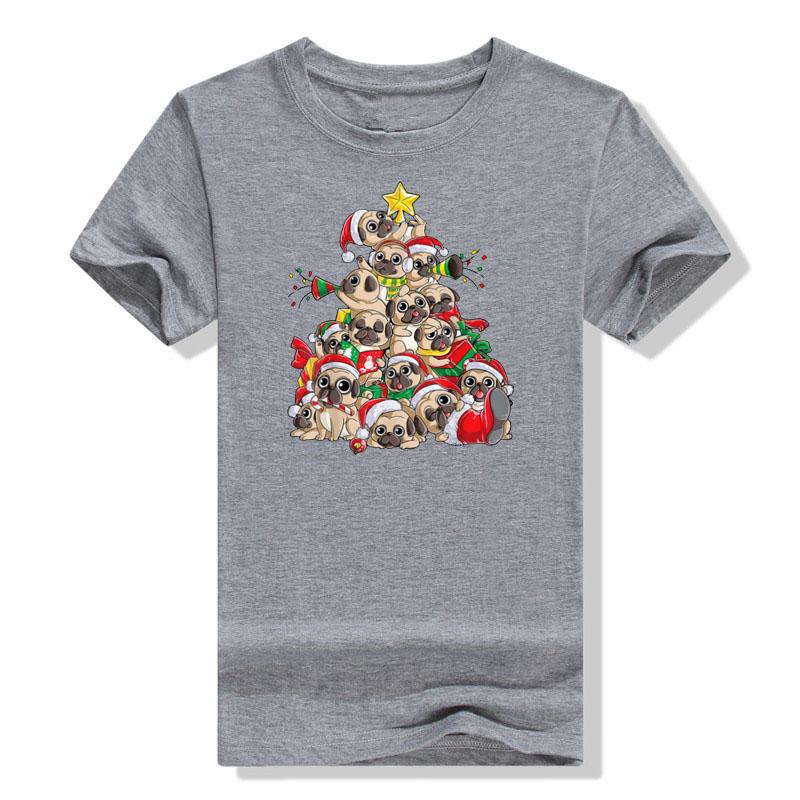 Cute Pug Christmas Costume Santa Hat Ugly Tree Dog Santa Xmas Classic T-Shirt Gifts Animal Printed Basics Graphic Tee Y2k Tops