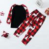Family Matching Holiday Loungewear Set with Cute Christmas Print, Raglan Long Sleeve Top and Pants for Parents and Kids