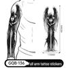 Adesivo Tatuaggio Completo per Braccio Uomo: Design Realistico Impermeabile, Motivo Tigre e Teschio