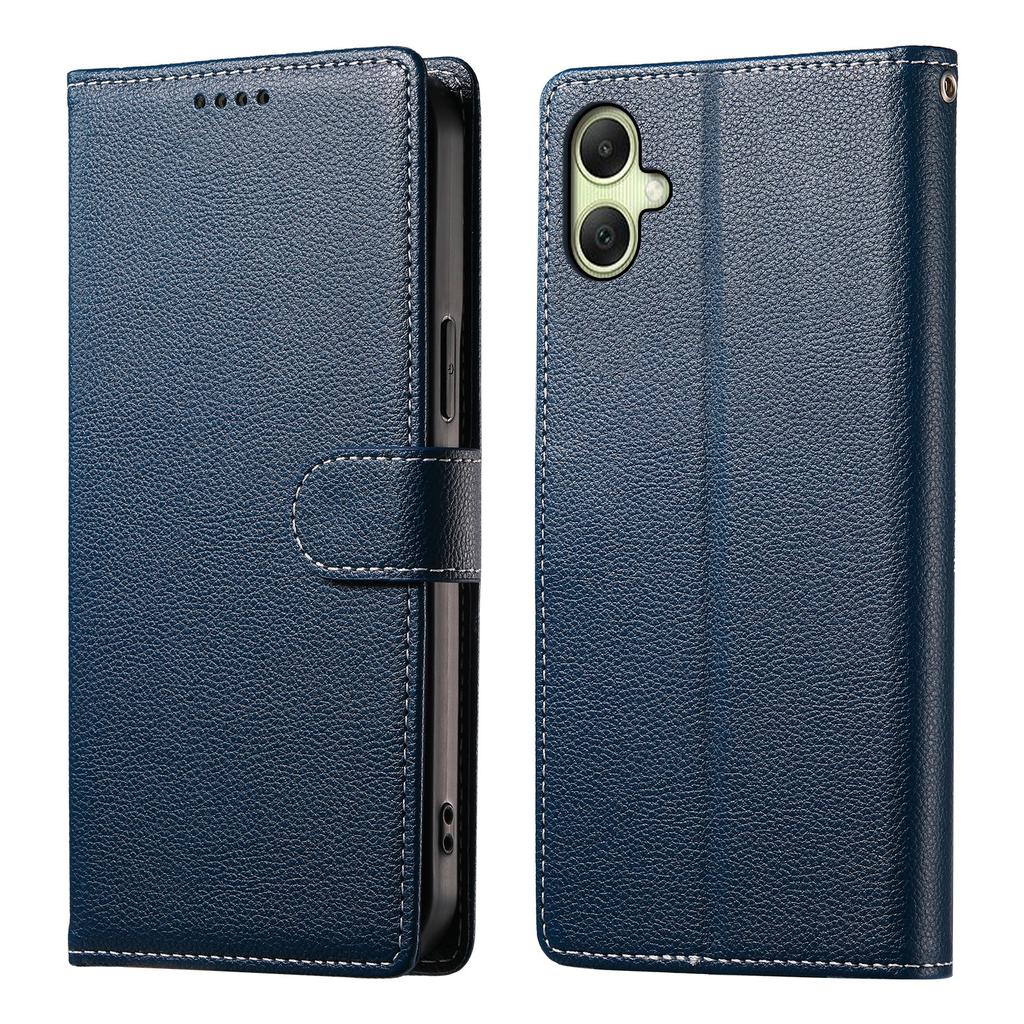 For Samsung Galaxy A07 4G Case Magnetic Snap Litchi Texture Leather Wallet Phone Cover with Wrist Strap