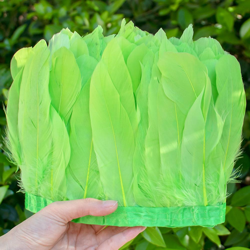 2 Meter Natural Dyed Goose Feather Trim Fringe Ribbon for Wedding Decor Costume Accessories DIY Crafts Gift Wrapping Supplies