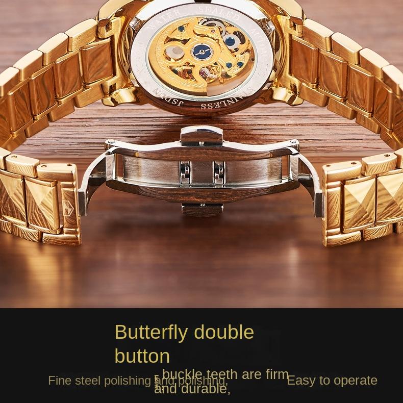 JINSHIDUN Brand Watch Automatic Mechanical Watch Tuhao Gold Dragon Watch Waterproof Glow-in-the-dark Men's Watch