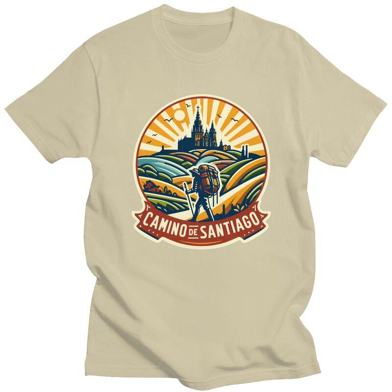 Custom Buen Camino De Santiago T Shirts for Men Pure Cotton Tee Tops Tshirts Tshirt Clothes