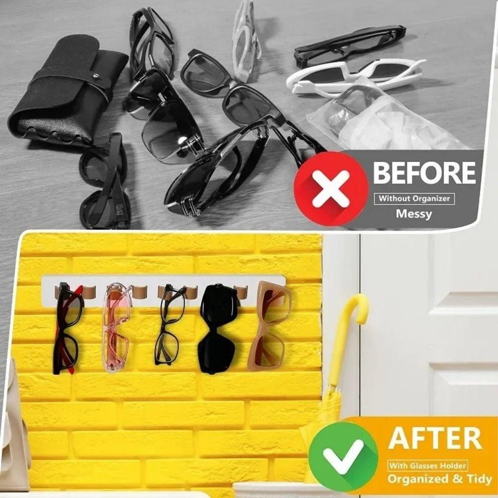 Wood Sunglasses Organizer Self-adhesive Glasses Hanger Fashion Eyeglass Storage Shelf  Countertop