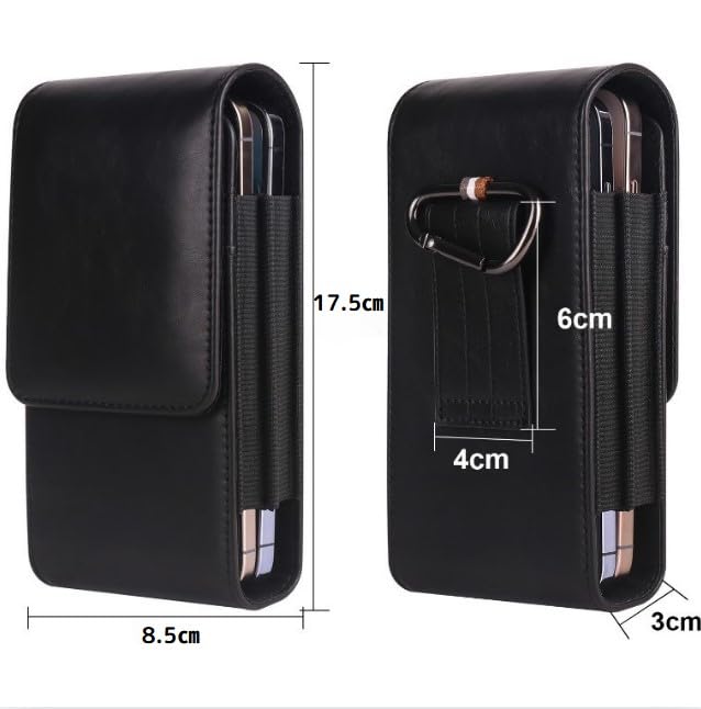 bubulu Smartphone Pouch/Case, Holster Type, Holds 2 Smartphones, Belt Loop, Vertical, Universal Model (Black)