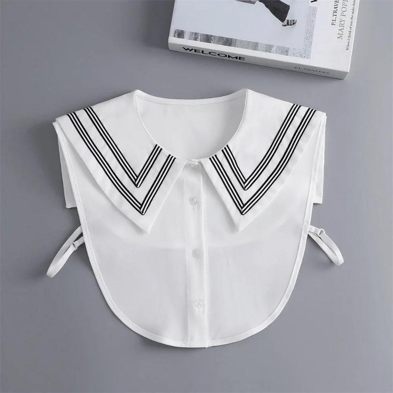 New Women White Lace Fake Collar Vintage Shirt Detachable Collar Front Tie Men Lapel Blouse Top Sweater Cotton False Collars