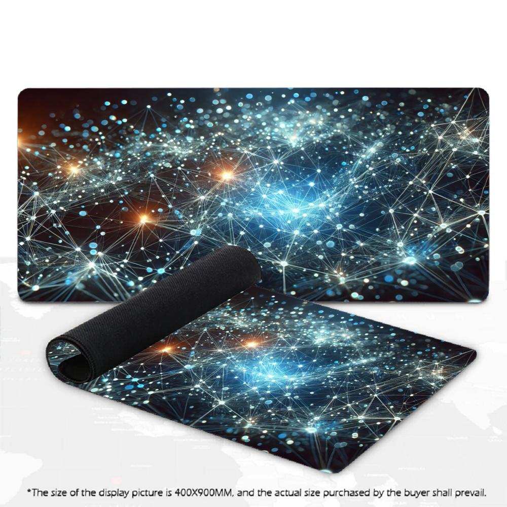 XXL Gaming Mouse Pad Digital Network Particle Tech Art Deskmat Non‑Slip Rubber Keyboard Mats Gamer Mousepad Desk Mats Mausepad