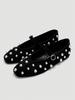 Black Mary Jane Flats, Silver Rivet Decor One-Strap Buckle, Retro Elegant Shoes