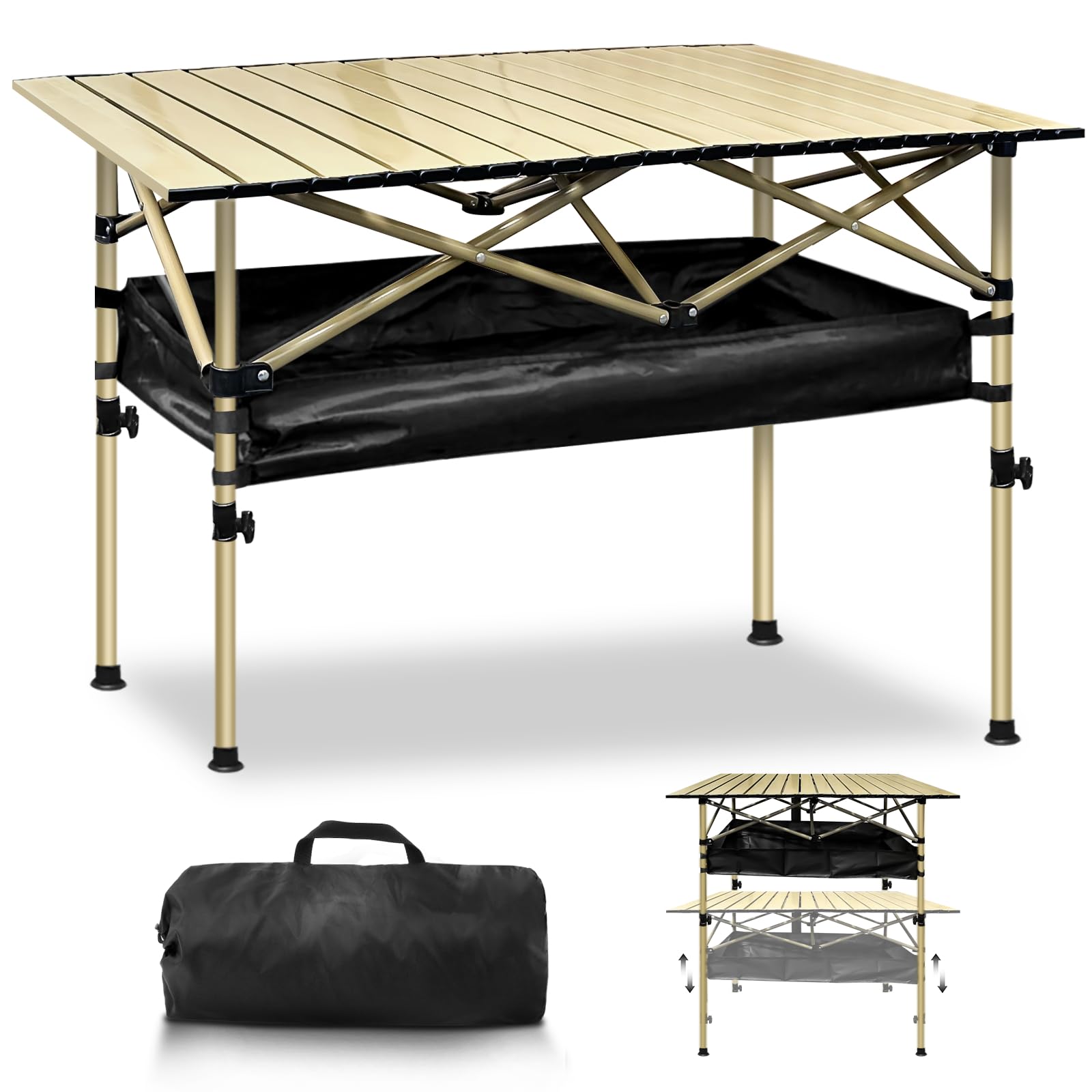 

Weeday Складной Кемпинговый Регулируемая Высота 4кг 80кг Нагрузка для Кемпинга и Включает Компактное Хранение Сиденья Стол из Алюминиевого Сплава, (55-85см), Легкий,