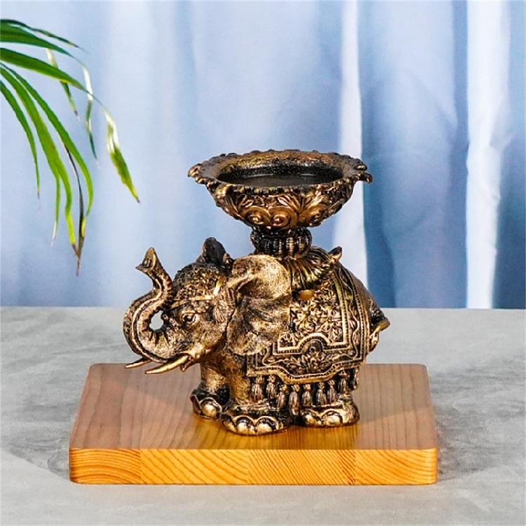 2 Pezzi Portacandele Elefante della Fortuna Statuetta Animali in Resina Portacandele Piccoli