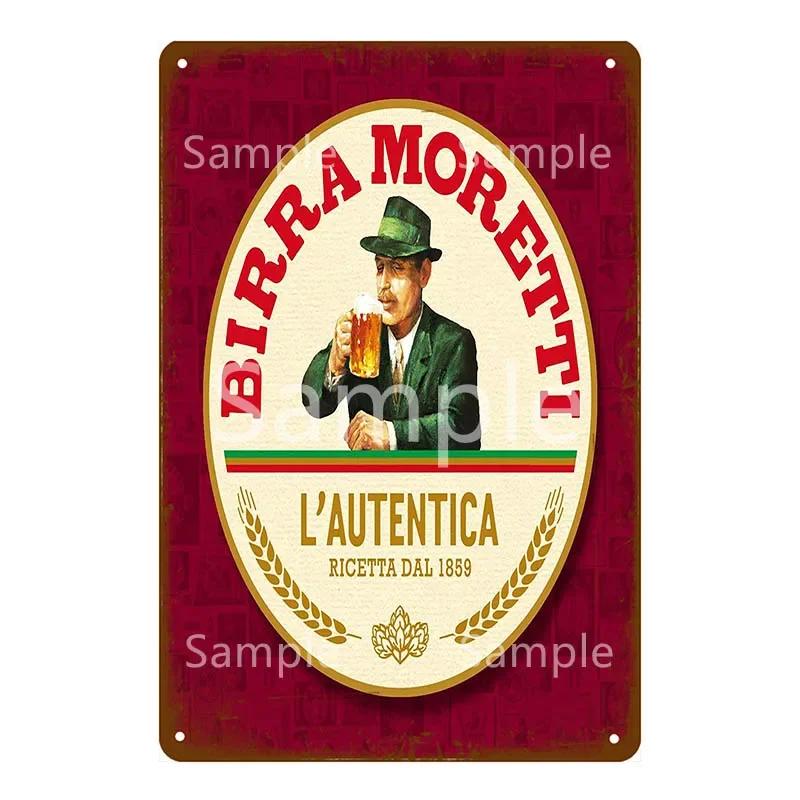 

Пиво Moretti пиво метал дитячий вінтажний паб бар клуб чоловік печера олово пластини настінний декор італійський алкогольний напій метал 20x30cm（7.8x11.8inch）