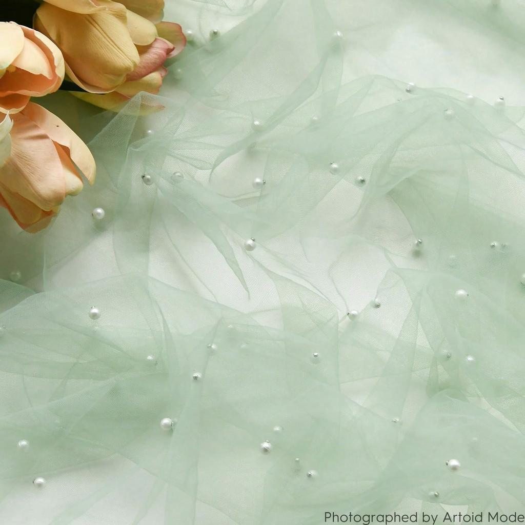 Luxurious Pearl Tulle Table Runner, 120 Inches Seasonal Tulle Table Decoration Suitable For Holidays Weddings  Birthdays  Family Gatherings.