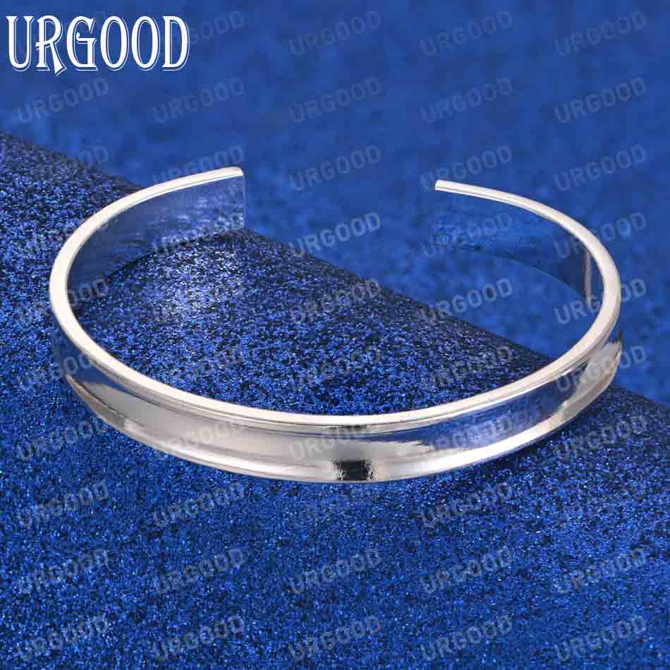 Braccialetto regolabile liscio in argento sterling 925 da 8 mm, gioielli da sposa alla moda