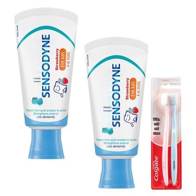 Sensodyne Children's Strawberry Toothpaste & Colgate Toothbrush Set