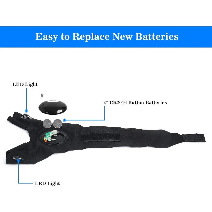 Mănușă LED cu jumătate de deget pentru bărbați, femei, în aer liber, impermeabilă, momeală de pescuit de noapte, ciclism, alergare, lanternă, mănuși durabile fără degete