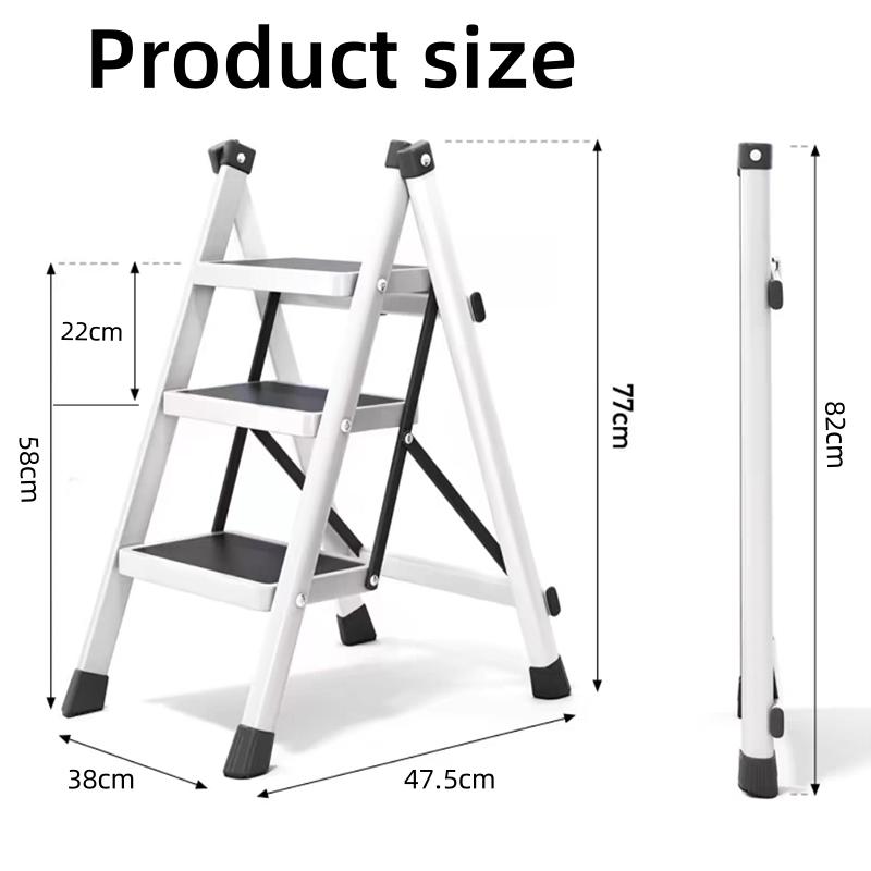 2-3-4 Basamaklı Merdiven Hafif Katlanır Basamak Taburesi Geniş Kaymaz Pedal 150kg Yük Ev Ofis Taşınabilir Basamak