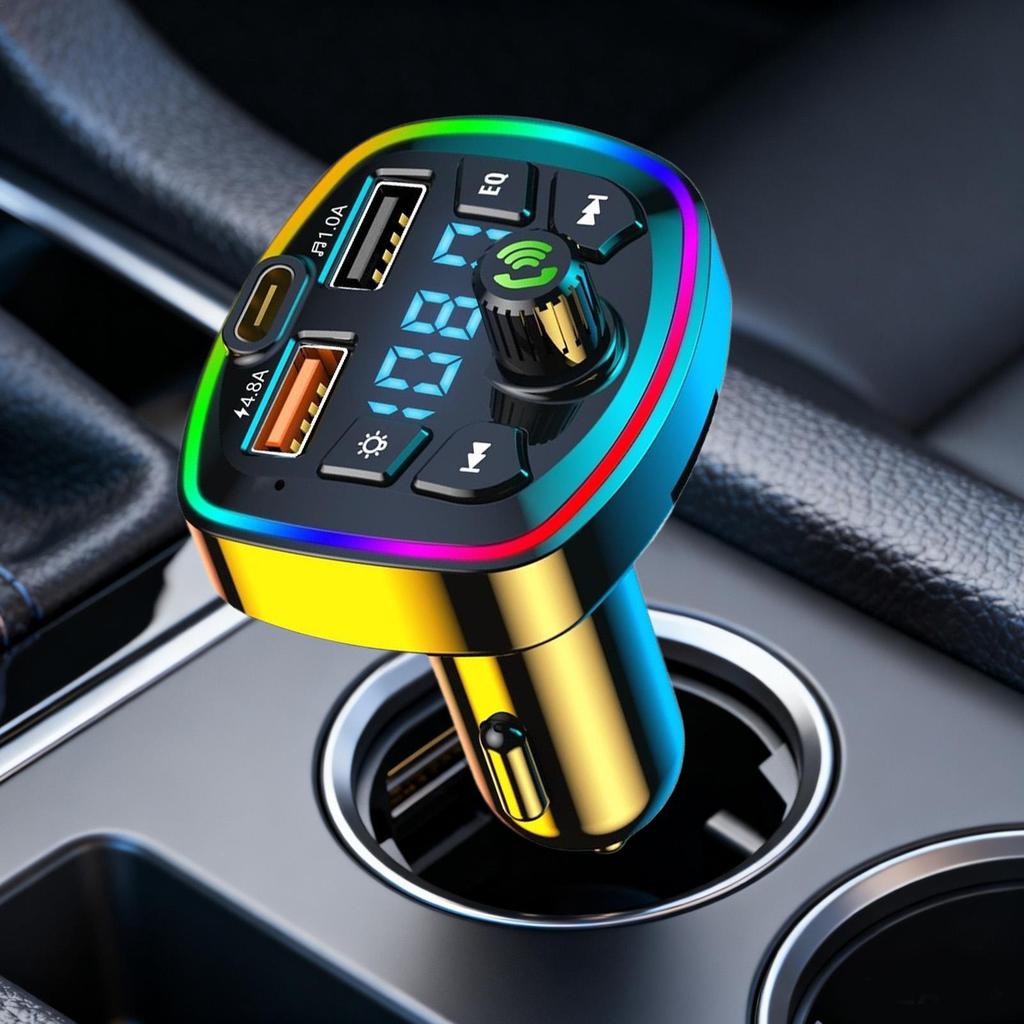 FM Transmitter LED Display Receiver 2-Port Fast Charging Wireless Radio Receiver For Auto Music Phone PC Road Trip Hands-Free