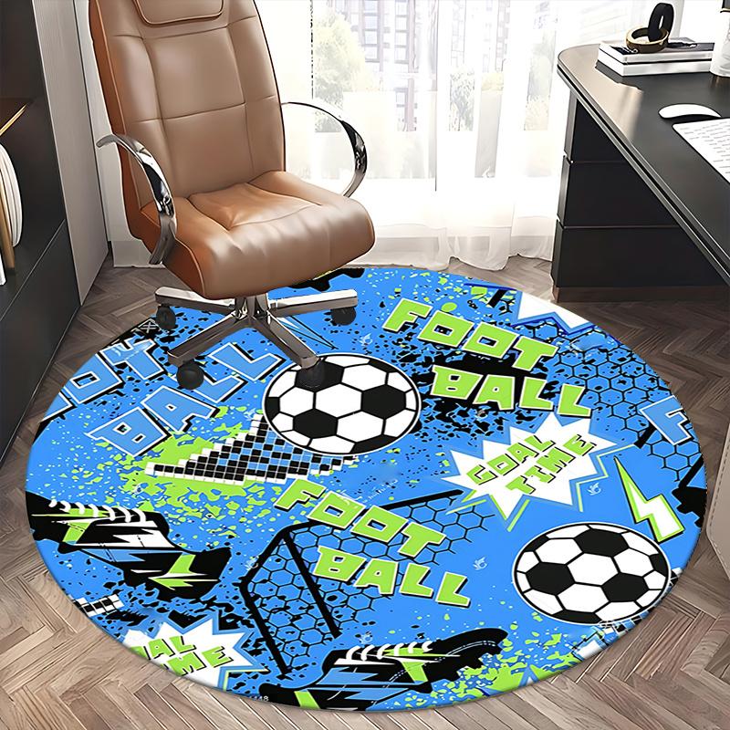 Kancelářský koberec s fotbalovou tématikou, podložky pod židli, design fotbalového míče, sportovní dekorace pro domácí kancelář, obývací pokoj, ložnici, nápad na dárek1118060a