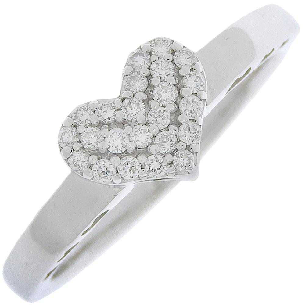 

Ponte Vecchio heart Ring Pave K18 white gold/diamond #5.6(US Size) heart 2.8g Women Used