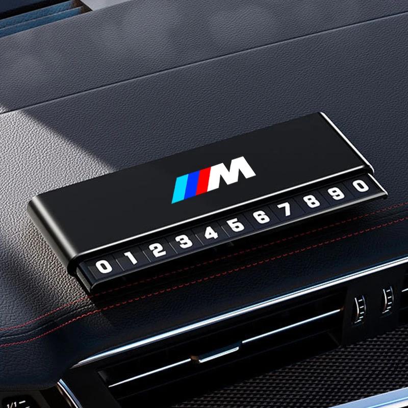 LJFJN1 Car Sticker Aluminium Alloy Car Temporary Parking Card Phone Number Plate For BMW M Emblem M3 M5 X1 E46 E36 E34 F10 E90 F30 E60