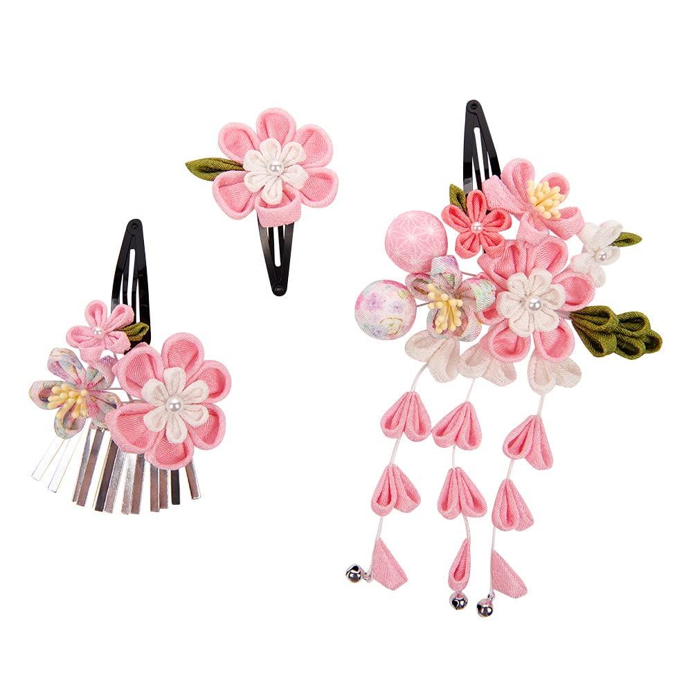 OTAKUMARKET Hair Ornament Set for Set with Perfect for and Includes for Girls Ages 4 Colors Shichi-Go-San Coming-of-Age Ceremonies, 3-Piece