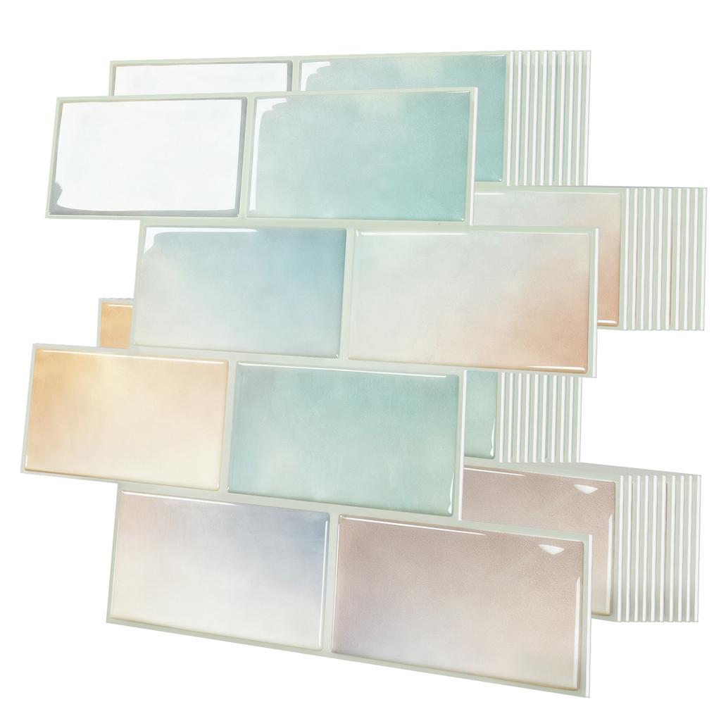 10Pcs Modern Minimalist Mosaic Stick on Backsplash for Kitchen," Peel and Stick Self Adhesive Wall Tiles Back Splashes for Bathroom Brown Marble Look