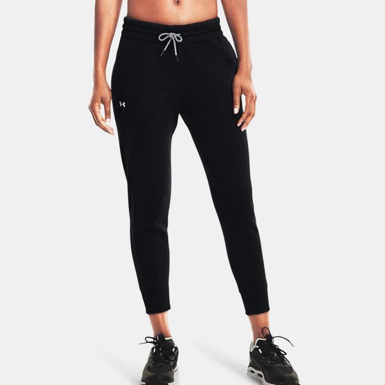 Under Armour Solid Color Logo Fleece Sweatpants Women Bottoms Black 1365849-001