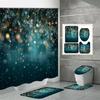 4PCS  Shower Curtain Sets With Shower Curtain And Rugs Toilet Lid Rug U Shape Mat And Bath Mat Bathroom Set  With 12 Hooks