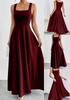 Elegantes ärmelloses Maxikleid in Unifarbe mit quadratischem Ausschnitt