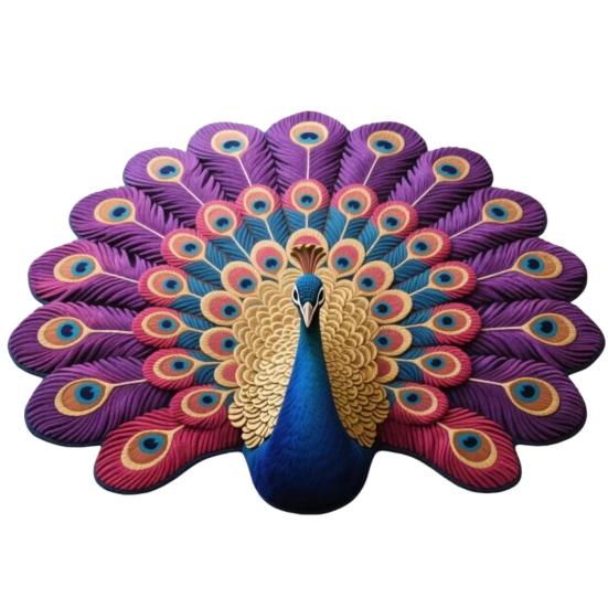 3D Peacock Pattern Plush Rug Non-Slip Backing Easy To Clean Various Sizes Living Room Rug Home Decor